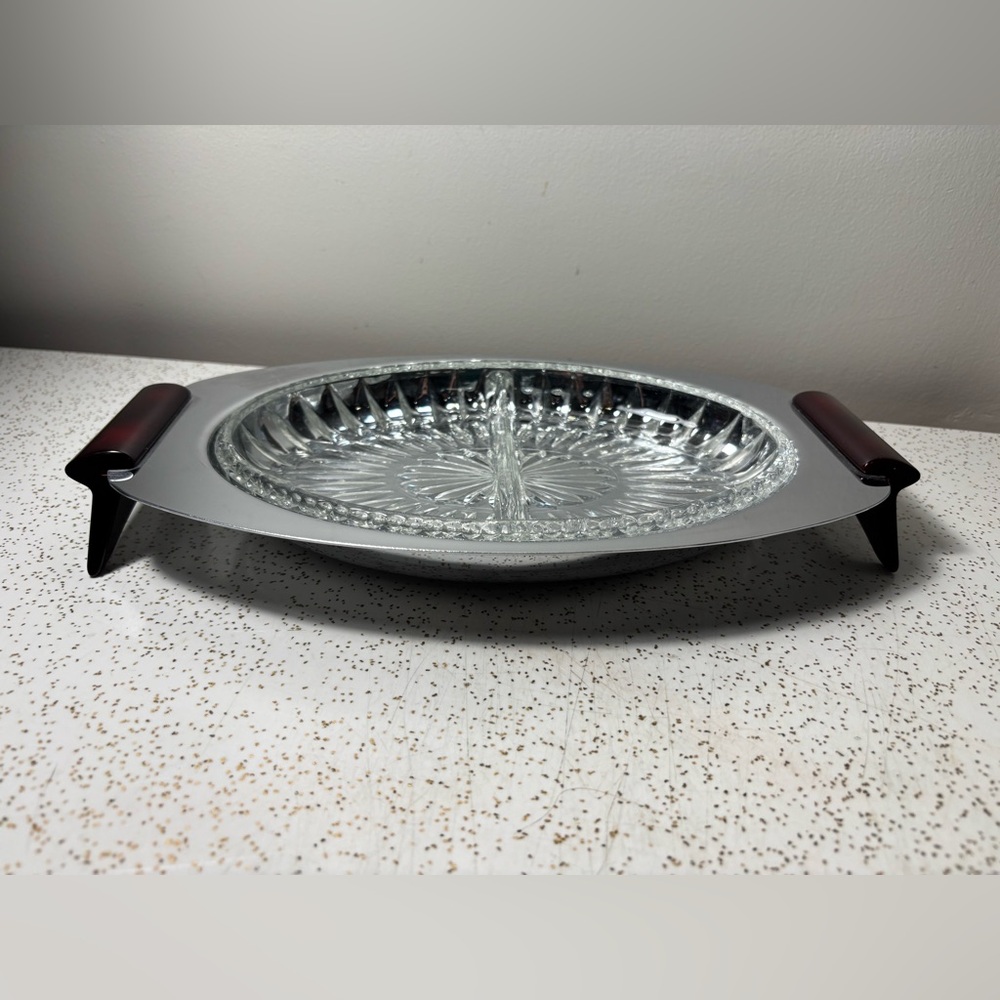 Vintage chrome and Bakelite serving tray Gourmates by Glo-Hill